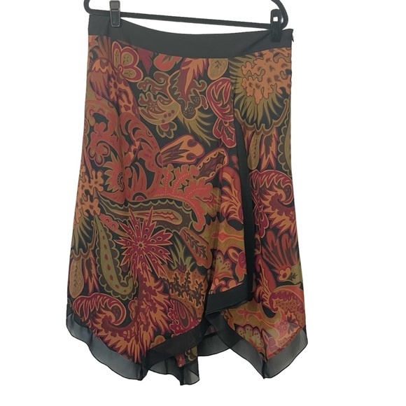 DJ & Co By Dawn Joy Sz 14 Paisley Jewel Tone Chiffon Asymmetrical Hem Skirt - Picture 1 of 9